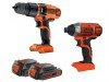 Black & Decker Combi/Impact Starter Kit 18V 2 x 1.5Ah Li-ion