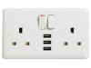 Deta Vimark Switched Socket 2-Gang + 3 USB Ports 13A