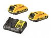 DEWALT 18V Battery and Charger Pack - 2 x 2Amp Batteries + 1 x DCB112 Charger