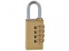 Faithfull Brass Combination Padlock 28mm