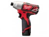 Milwaukee Power Tools M12 BID-202C Sub Compact 1/4in Impact Driver 12V 2 x 2.0Ah Li-Ion