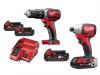 Milwaukee Power Tools Combi Drill & Impact Driver Kit 18V 2 x 1.5Ah & 2 x 2.0Ah Li-ion