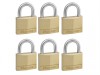 MasterLock Solid Brass 40mm Padlock - Keyed Alike x 6