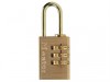 MasterLock Brass Finish 20mm 3 Digit Combination Padlock