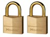 MasterLock Solid Brass 35mm Padlock With Brass Plated Shackle Keyed Alike x 2