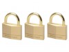 MasterLock Solid Brass 45mm Padlock With Brass Plated Shackle Keyed Alike x 3