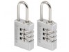 MasterLock Aluminium 20mm 3 Digit Combination Padlock x 2