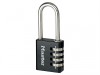 MasterLock Black 40mm 4 Digit Combination Padlock - 51mm Shackle