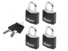 MasterLock Aluminium Black Vinyl Cover 20mm Padlock - Keyed Alike x 4