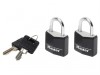MasterLock Aluminium Black Vinyl Cover 20mm Padlock - Keyed Alike x 2