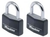 MasterLock Aluminium Black Vinyl Cover 40mm Padlock - Keyed Alike x 2