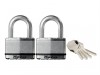 MasterLock Excell Laminated Steel 64mm Padlock - Keyed Alike x 2