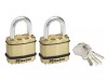 MasterLock Excell Brass Finish 45mm Padlock - Keyed Alike x 2