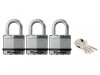 MasterLock Excell Laminated Steel 45mm Padlock - Keyed Alike x 3