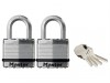 MasterLock Excell Laminated Steel 45mm Padlock - Keyed Alike x 2