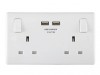 Masterplug Switched Socket 2-Gang 13A with 2 x USB Ports