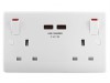 Masterplug 2-Gang Switched Socket Outlet + USB Charger 13 Amp