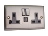 SMJ Switched Socket 2-Gang 13A with 2 x USB Brushed Steel