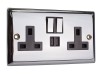 SMJ Switched Socket 2-Gang 13A with 2 x USB Chrome