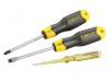 Stanley Tools Cushion Grip Screwdriver Set 3 Piece SL/PH/Voltage Tester