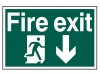 Scan Fire Exit Running Man Arrow Down - PVC (300 x 200mm)