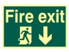 Scan Fire Exit Running Man Arrow Down - Pho (300 x 200mm)